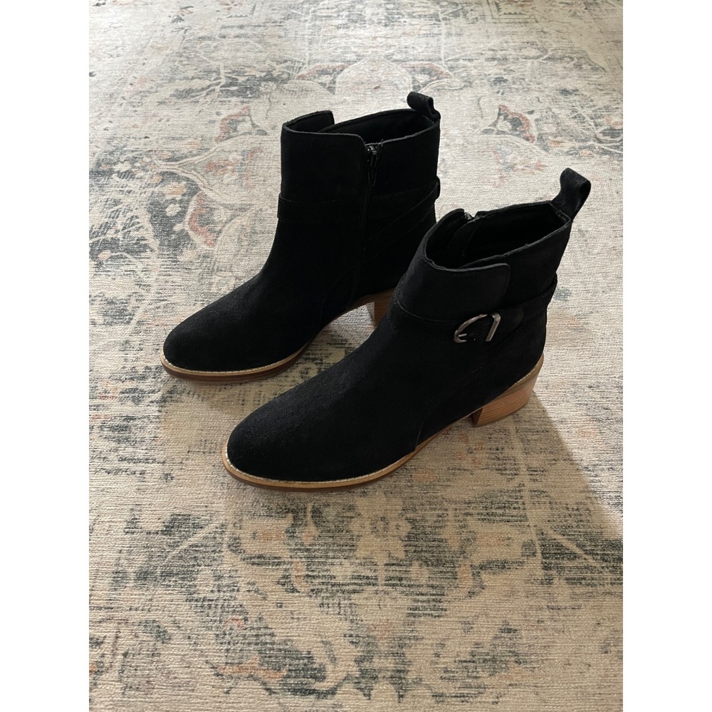 Vintage Foundry Co. Artemisia Ankle Boots Womens Black Suede Buckle Block Heel - Picture 8 of 14